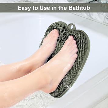BESKAR XL Large Foot Scrubber Mat for Use in Shower, Cleans Feet No Bend