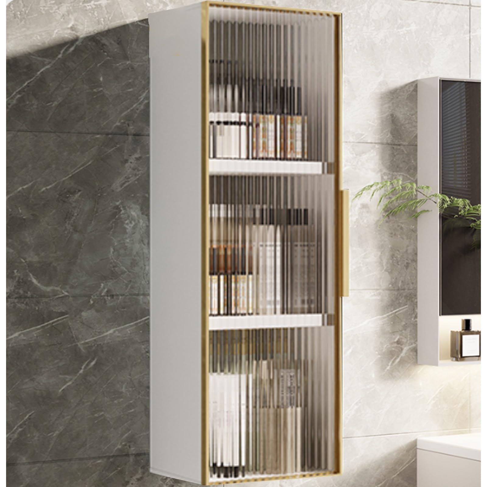 Aluminum Wall Mounted Sto Cabinet Versatile Over The Toilet For Bathroom Kitchen & Dining Room Mcine & Makeup Sto Solut,White+Gold-70*15*25Cm/27.6*5.9*9.8In,White+gold-70*15*25cm/27.6*5.9*9.8in