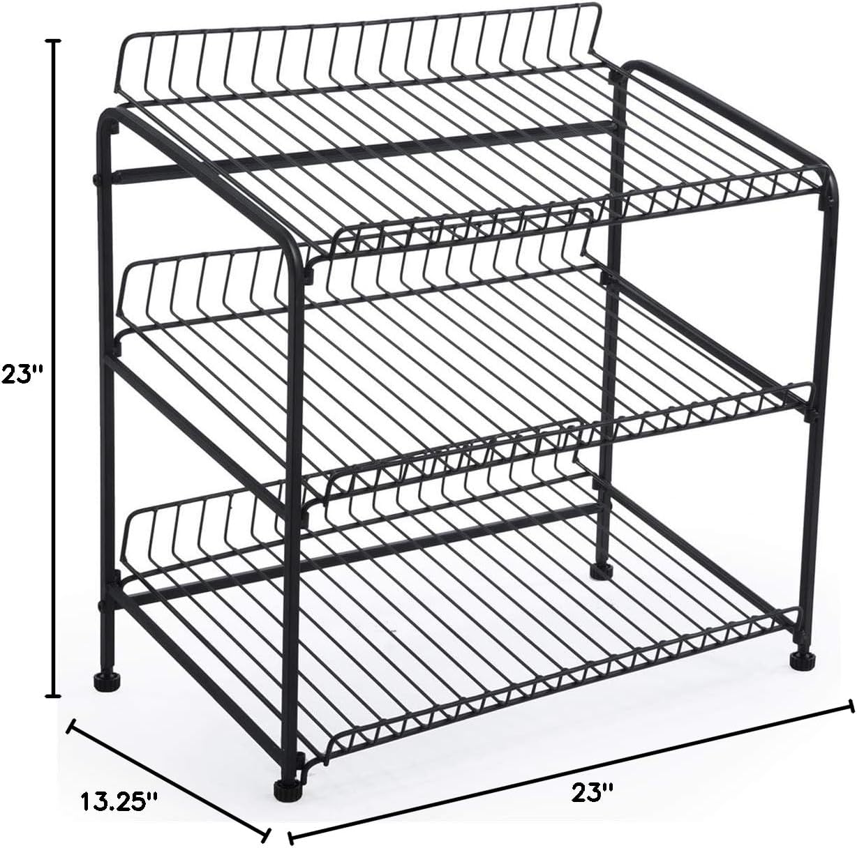 Displays2go Countertop Wire Rack, Three Open Shelves Black (WCR3SBK)