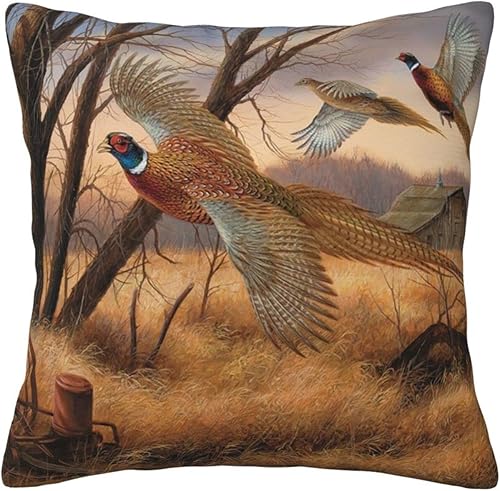 Funda de almohada de caza de faisán, funda de almohada cuadrada súper suave, adecuada para sofá y sala de estar Funda de almohada de caza de faisán, funda de almohada cuadrada súper suave, adecuada para sofá y sala de estar