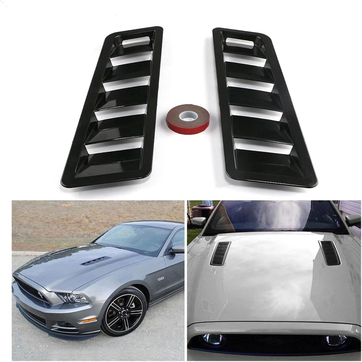 2Pcs Car Hood Scoop Styling Air Vent Trim Louver Air Flow Decor Hood Vents Scoop Bonnet Louvers Spoiler Trim (Carbon Fiber)