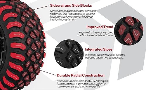 Vista 10 de GTW Combo de ruedas y neumáticos para carrito de golf de 12 pulgadas GTW Volt negro mate/ruedas mecanizadas en neumáticos radiales todo terreno