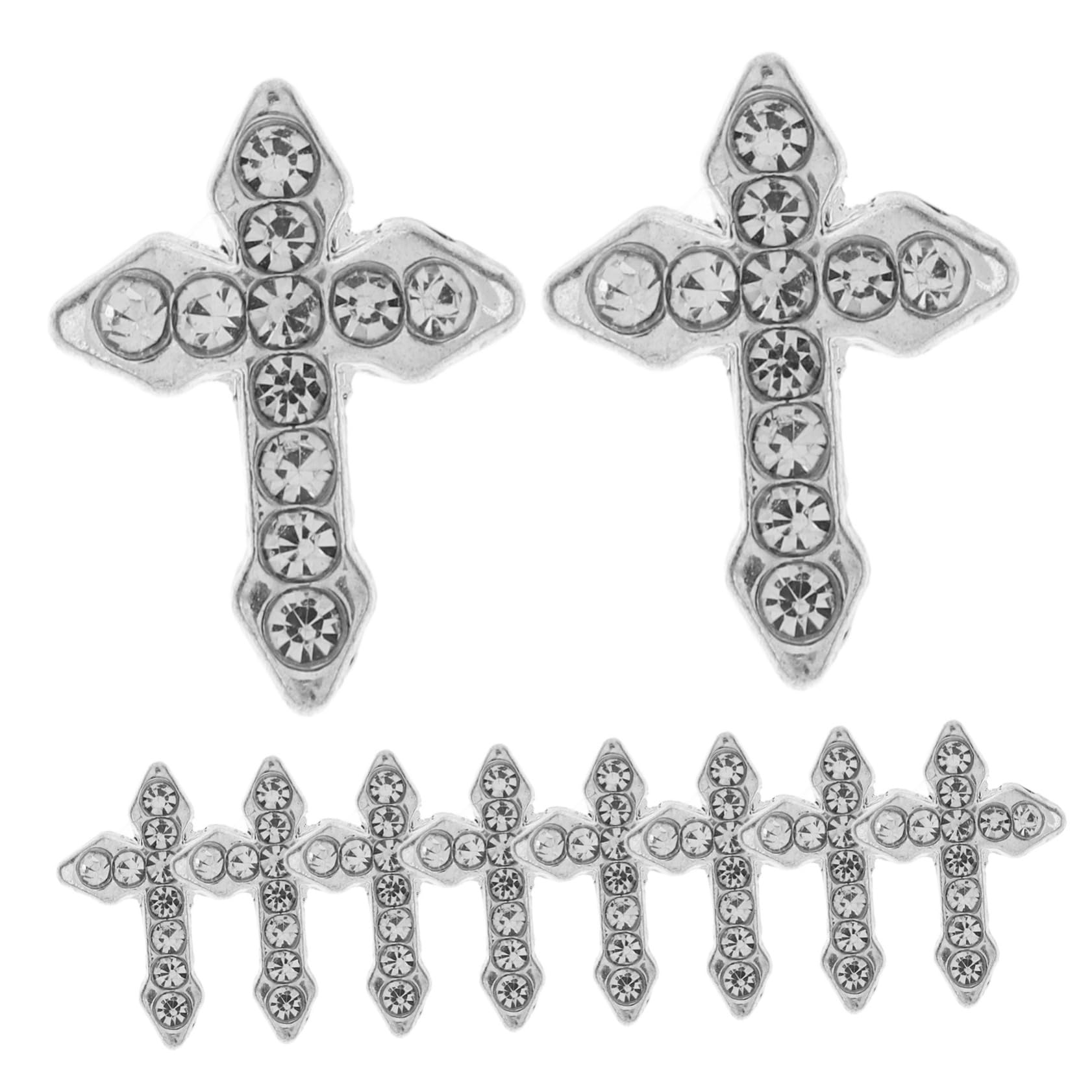 IWOWHERO 10Pcs Vintage Cross Nail Charms for Nails Retro Nail Art Decorations Cross Shape Nail Charms for Manicure Halloween Nail Charms Nail Jewels