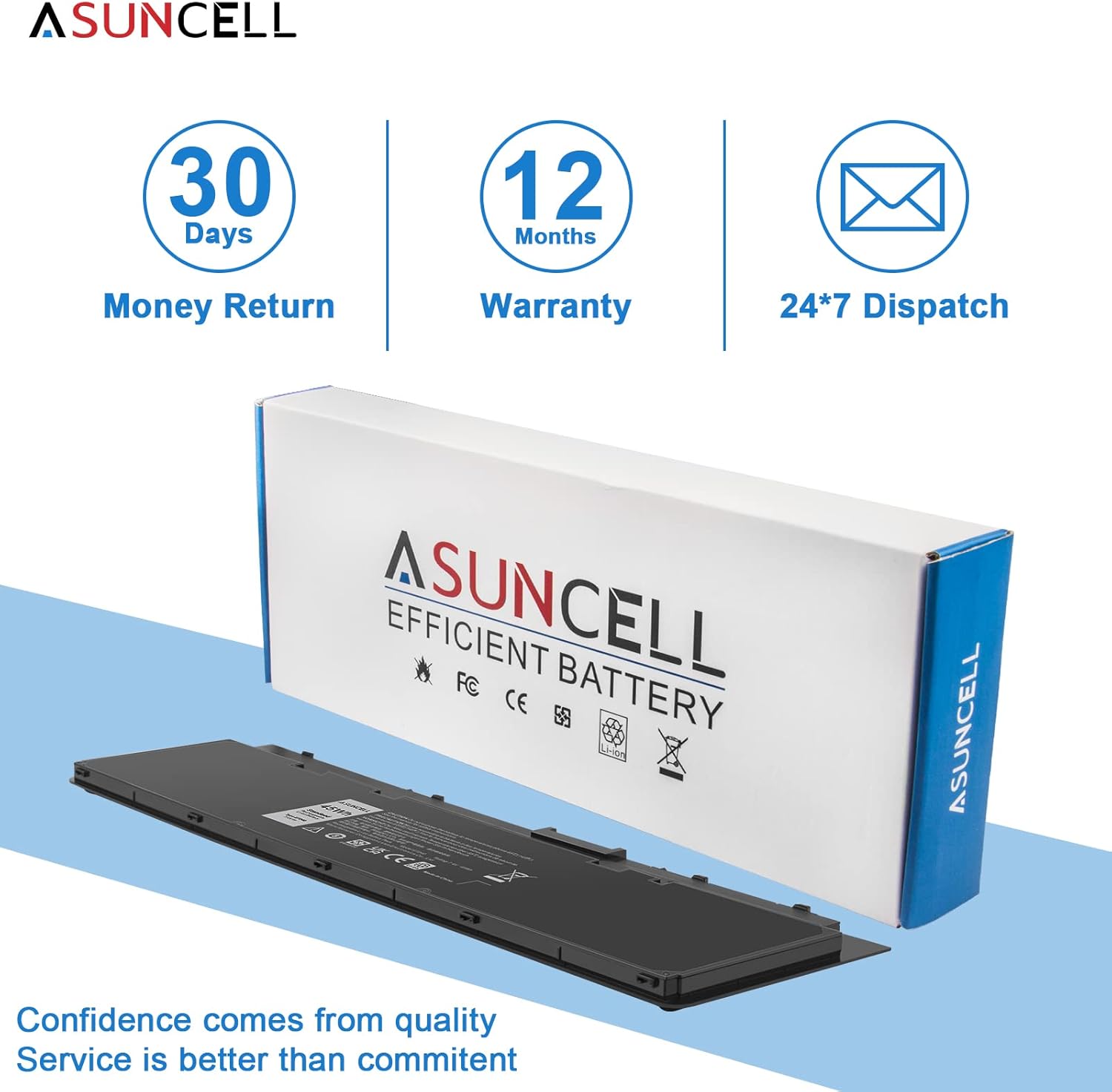 ASUNCELL Laptop Battery Replacement for Dell Latitude 12 7000 Sereis E7240 E7250 Ultrabook, 45Wh 7.4V