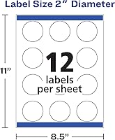 Vista 13 de Avery Etiquetas redondas imprimibles con Sure Feed, 2.5" de diámetro, blanco brillante, 90 etiquetas personalizables (22830)