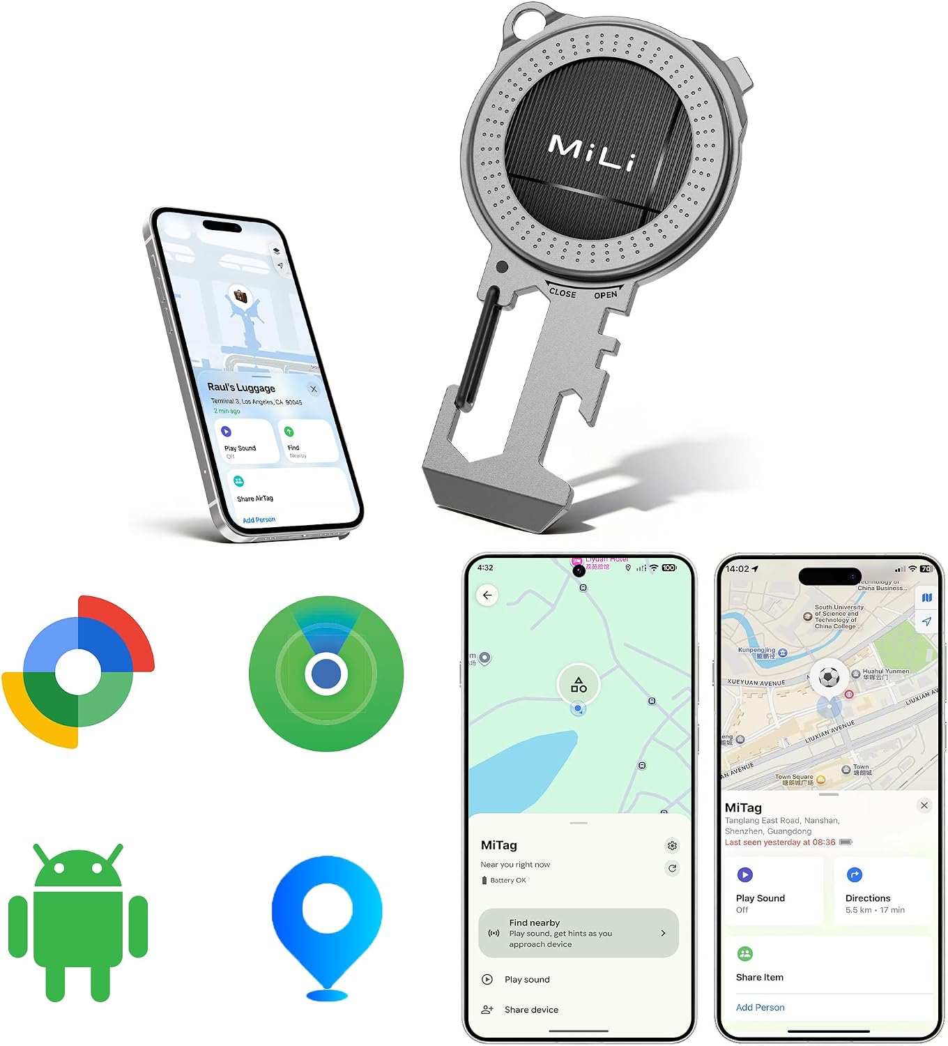 MiLi 2-in-1 Multitool with Bluetooth Tracker for iOS and Android