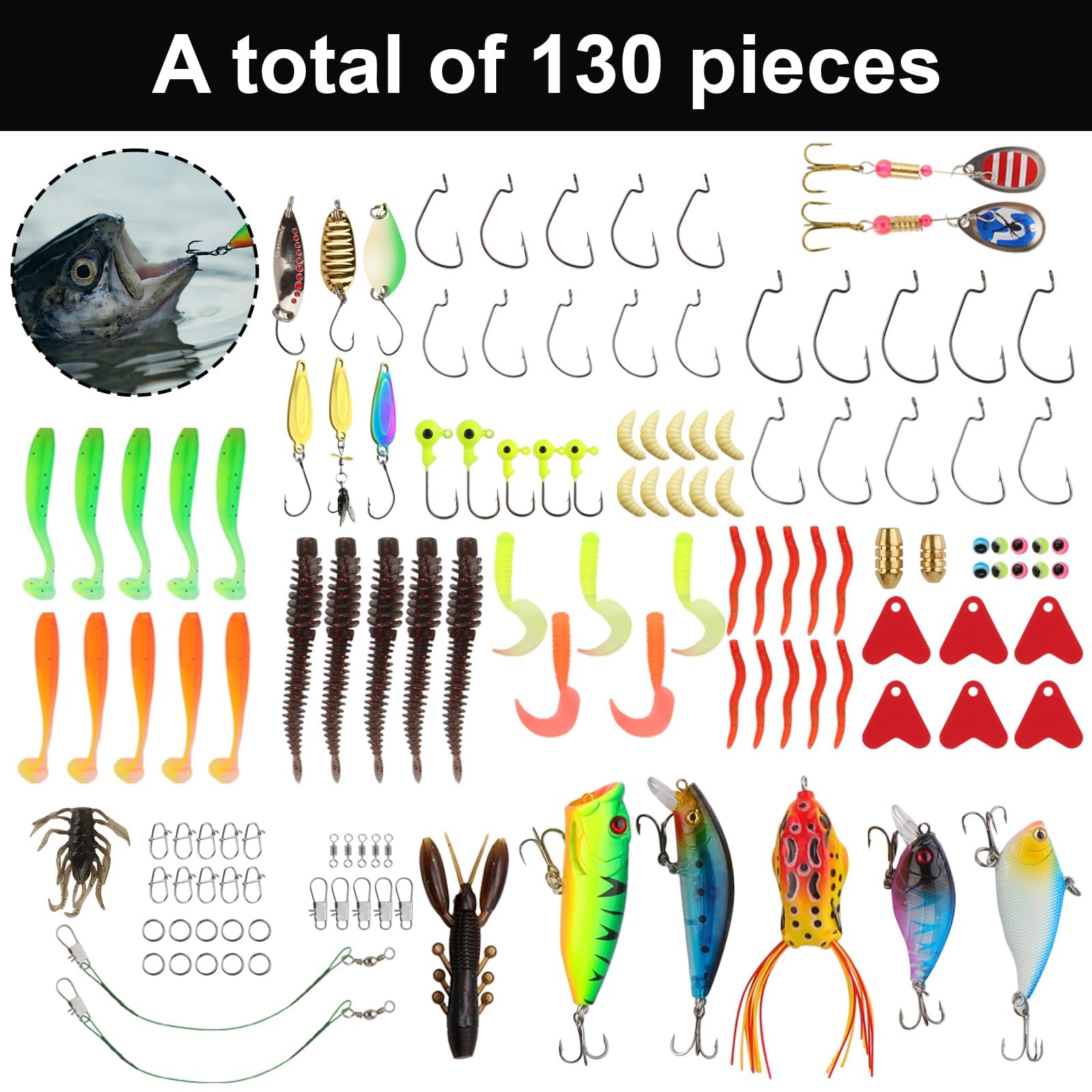 TP62217 Leurres De Pêche Kit 111pcs Appâts De Pêche Portable Avec Boîte