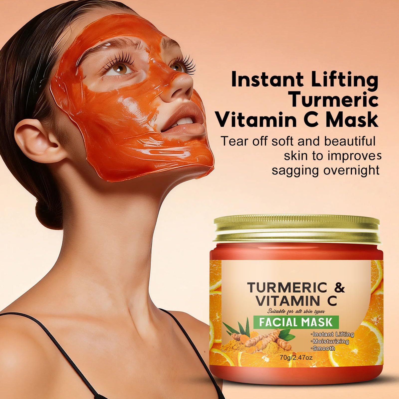 Maseczka z kurkumą, głęboko oczyszczająca pory, kurkuma, złota maska żelowa, kurkuma z witaminą C, maseczka ujędrniająca, kurku/ma overnight wrapping peel off maska, nawilżająca (5 szt.)