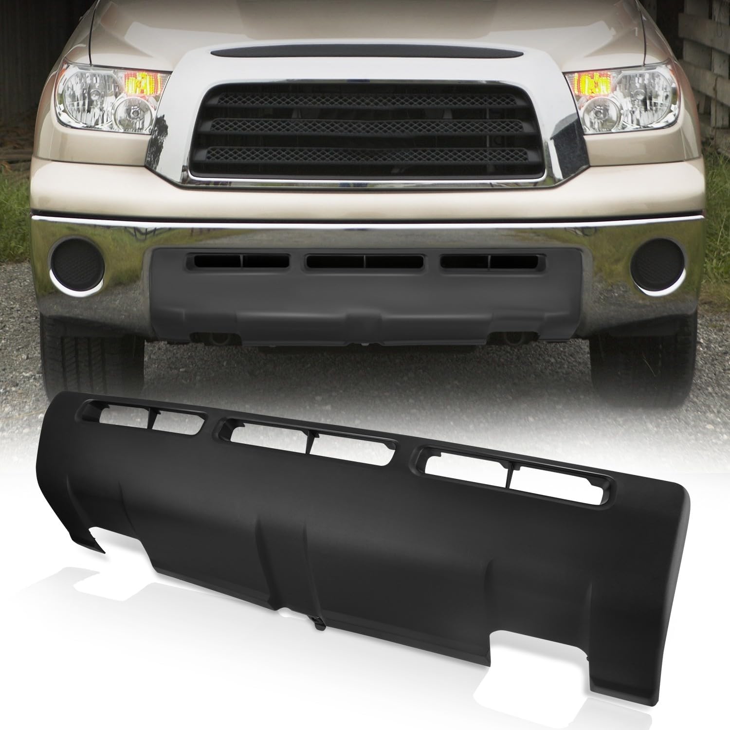 Auto Dynasty Front Bumper Valence Panel Cover Deflector Compatible with 2009-2014 Toyota Tundra 2009 2010 2011 2012 2013 2014, Textured Black, TO1095202