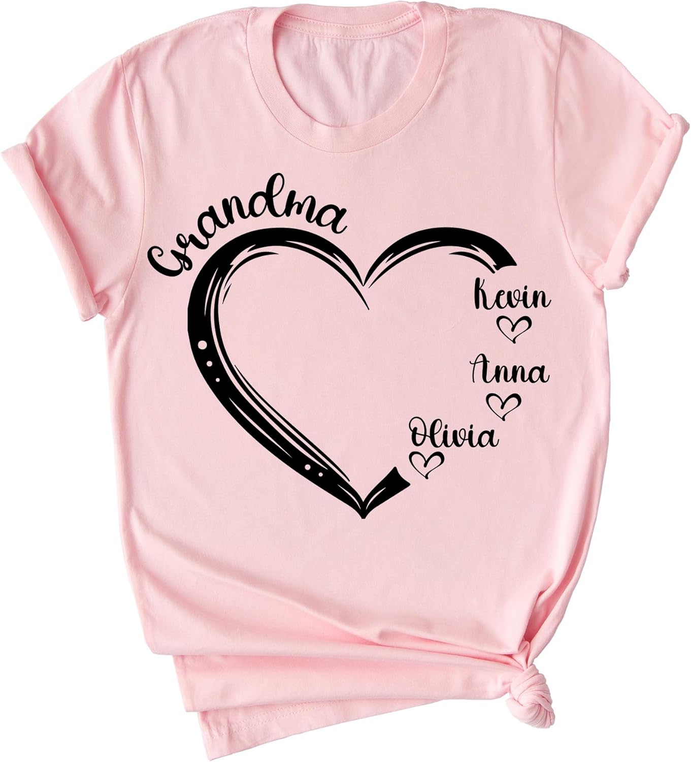 Custom Name Grandma Shirt, Personalized Kid's Name Tee, Family Names Heart Shirt, Customized Heart T-shirt, Mother's Day Gift, Valentine's Day Present - Image 5