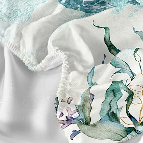Miniatura 6 de CVHouse Juego de sábanas de tortuga marina tamaño matrimonial, juegos de ropa de cama de tortuga marina en acuarela para niños y adolescentes,