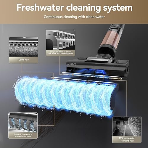 Miniatura 6 de JONR ED12 Pro Max - Aspiradora en seco y húmedo, sin cable, trapeador inteligente de 180, limpieza automática Flashdry de 167 F, borde de doble