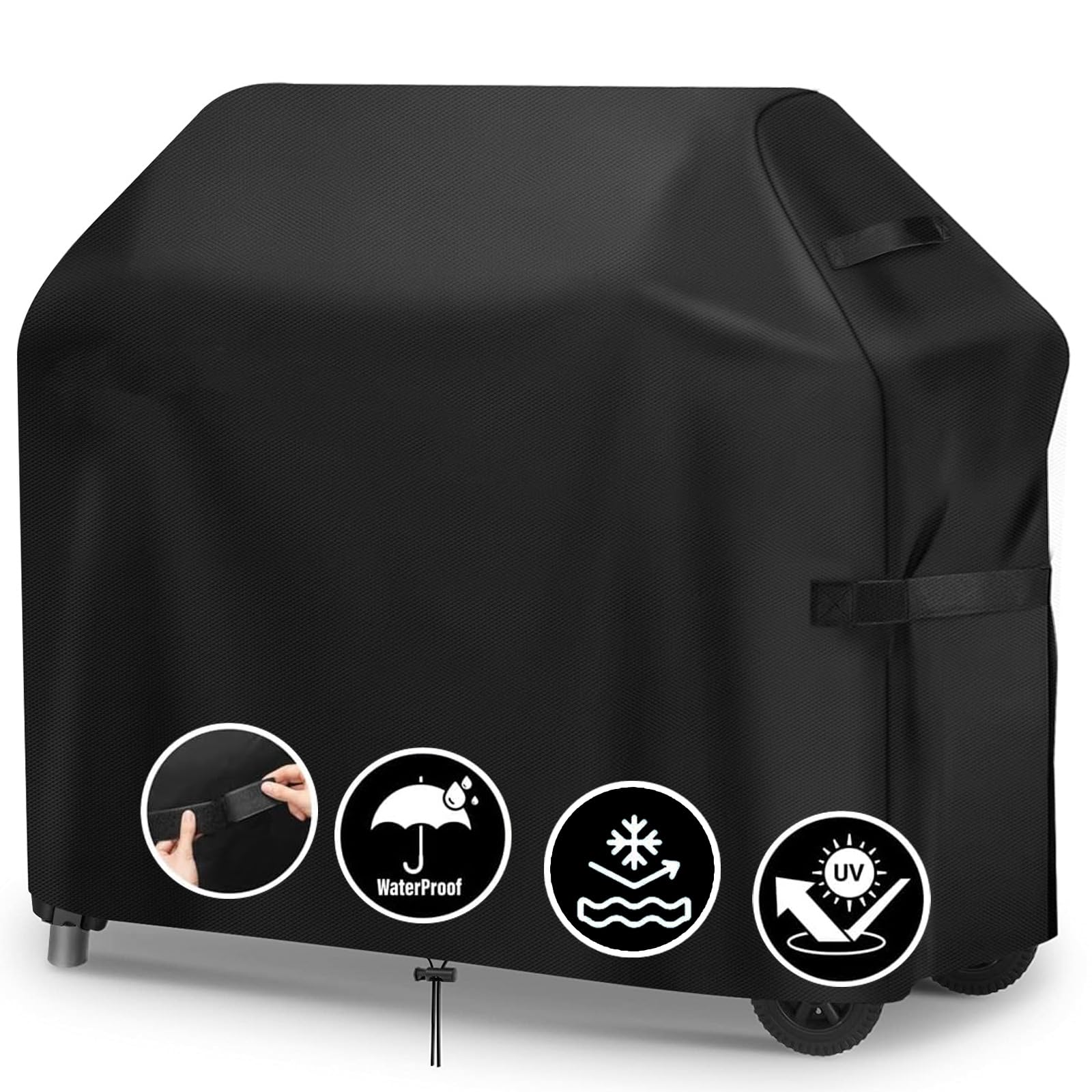 LCGOD Heavy Duty Waterproof BBQ Cover, 147x61x122cm, All Weather Protection with Adjustable Straps, UV & Fade Resistant, Universal Fit for Most Large Gas Grills