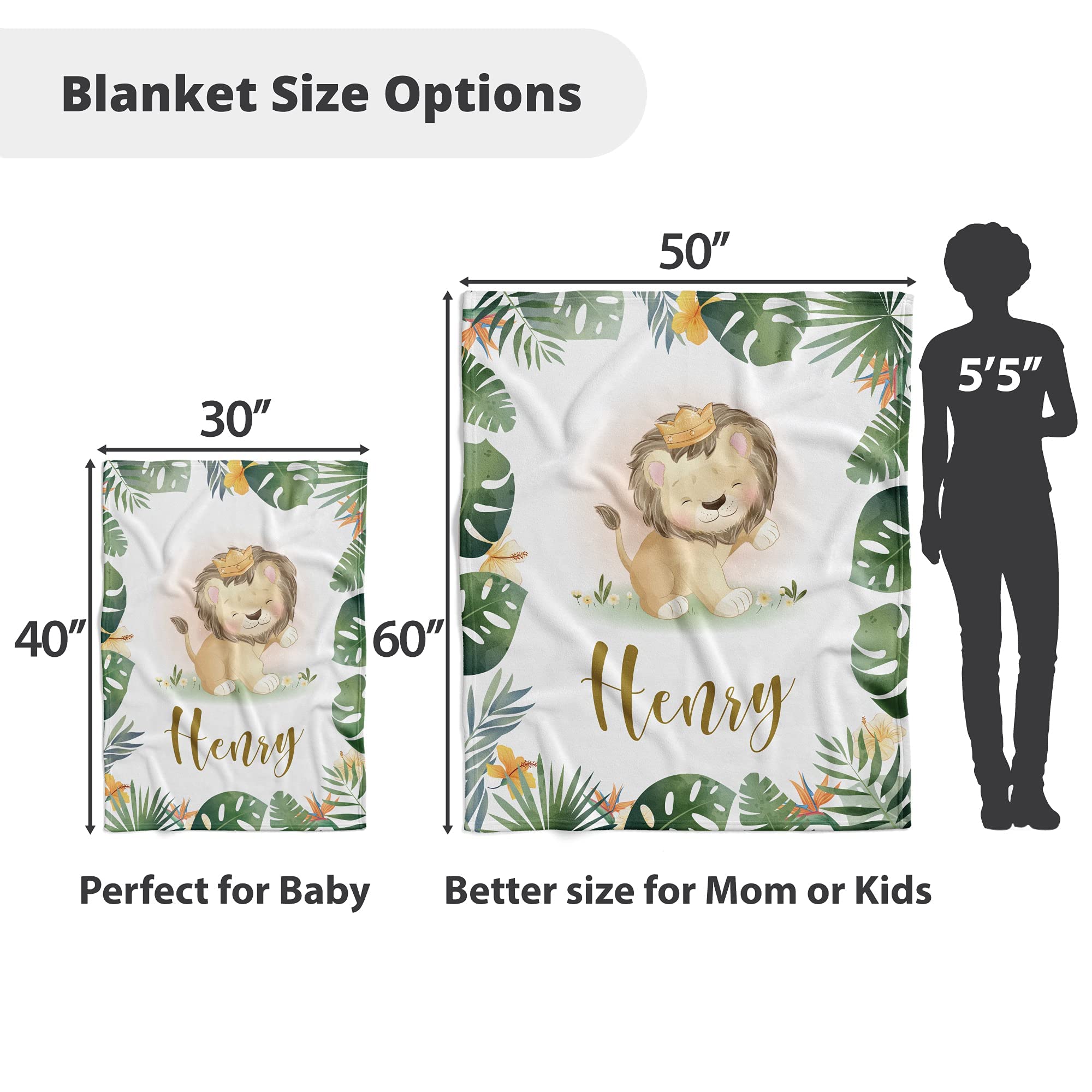 Personalized Baby Blanket With Name - Custom Flannel Blanket For Boys, Newborns, Kids - Perfect Gift For Baby Showers