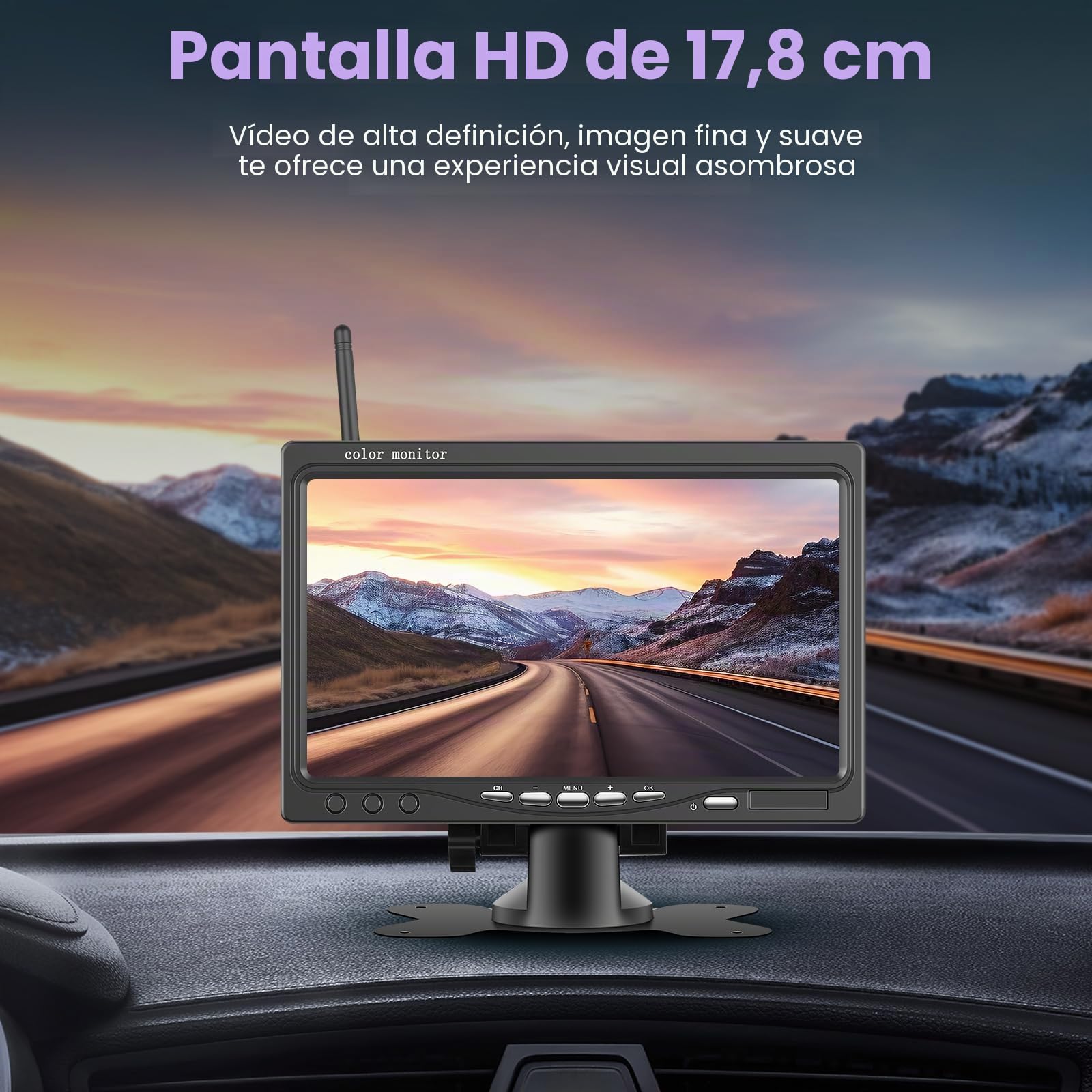 Inefala Cámara de Marcha atrás inalámbrica con 7 Pulgadas HD IPS Monitor, IP68 a Prueba de Agua de visión Nocturna del Coche cámara de visión Trasera para automóviles Camión SUV Furgonetas