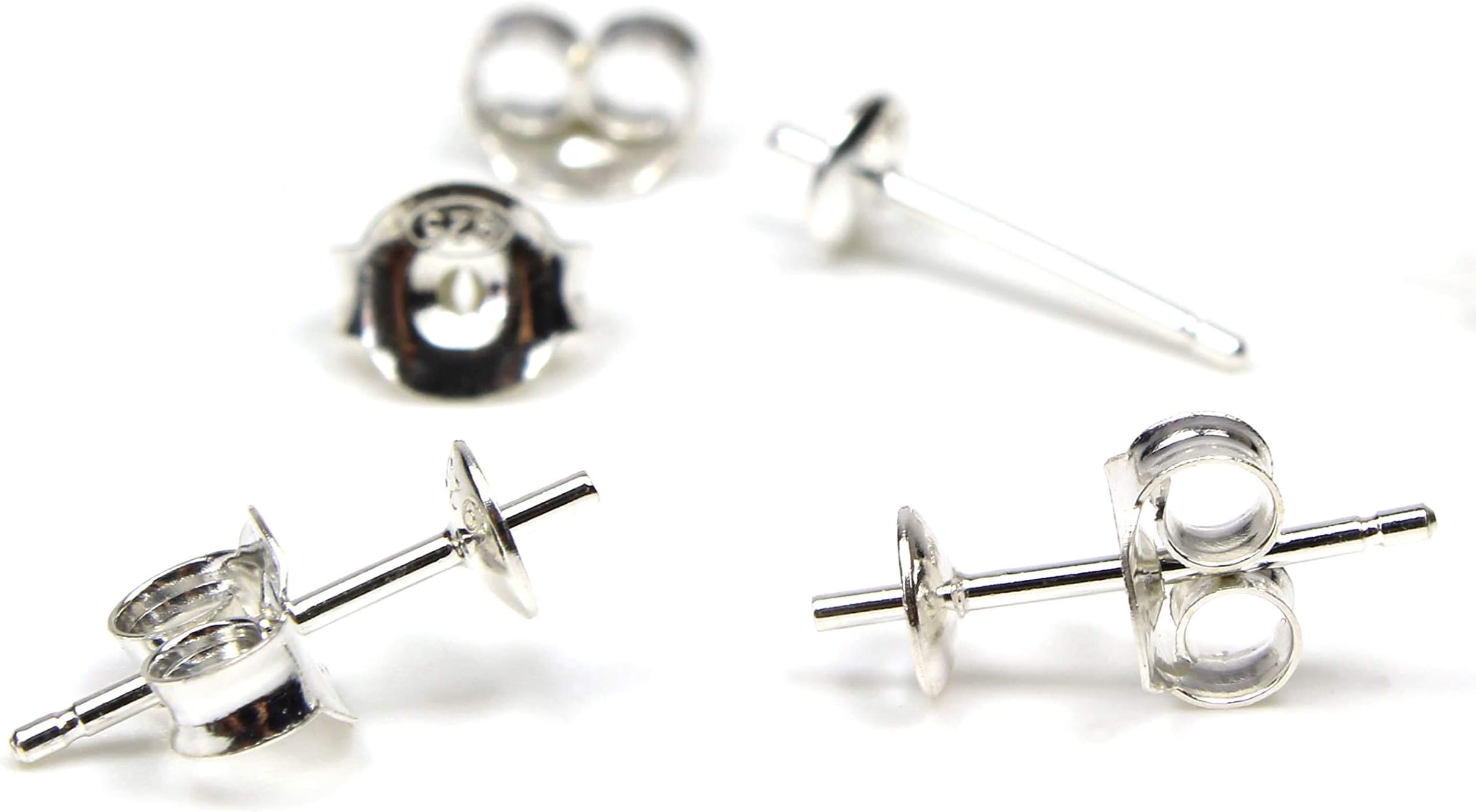 Earring Findings Studs Butterfly Backs 100% Sterling Silver | 5 Pairs | DIY Jewellery Making | Post Finding Pins, Crafting Blank