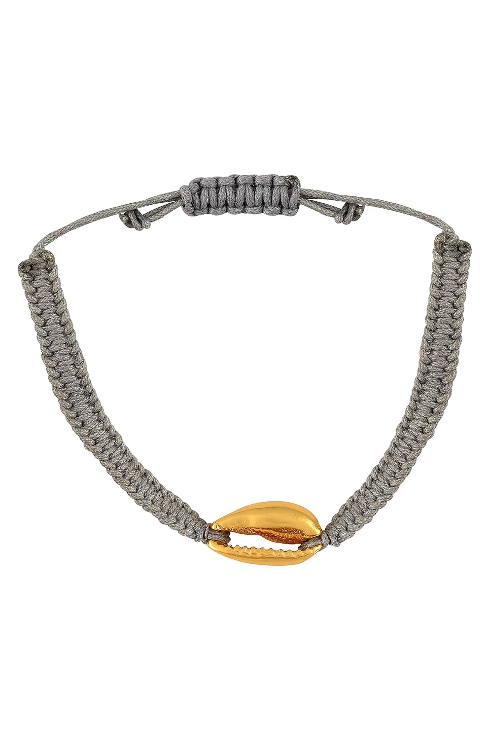 Tribe Amrapali Gold Plated Shell Grey Thread Bracelet (BM-B-10(Gr))