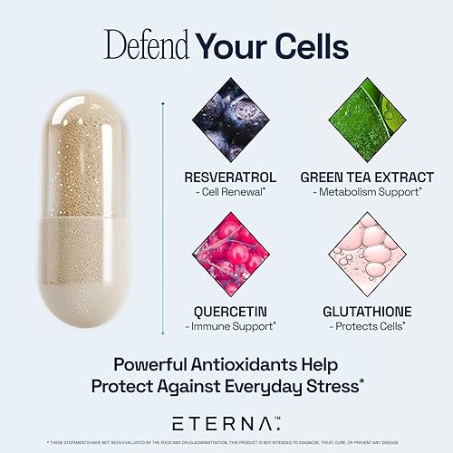 Miniatura 7 de Eternity NAD+ Suplemento + Resveratrol - 1050 mg - 15 ingredientes avanzados para apoyar la energía y el envejecimiento saludable, piel saludable,