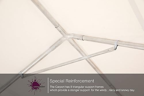 Miniatura 5 de Luckyberry Cochera resistente de 10 x 20 pies con ventanas ventiladas enrollables, garaje portátil con paredes laterales extraíbles y puertas para