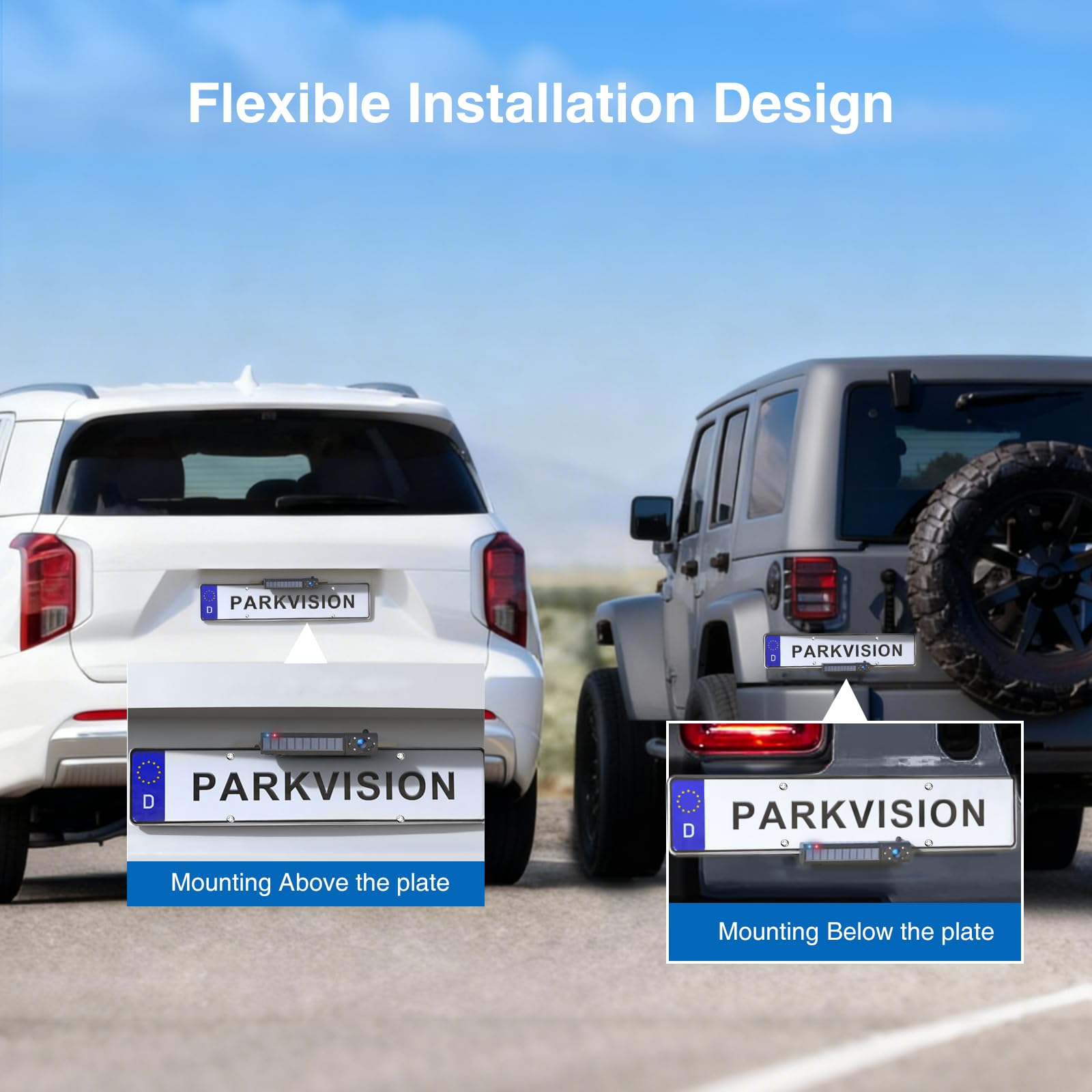 PARKVISION Kabellose Rückfahrkamera Solar + 5000mAh Akku | Weitwinkel Nachtsicht | Einparkhilfe für Wohnmobile, LKW, SUV | Einfach DIY Nachrüstung