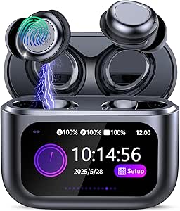 Wireless Sleep Earbuds with Smart Touch Screen, Bluetooth 5.4 Headphones In Ear with ENC Noise Cancelling Mic, 48H Sleep Headphones with 5 EQ Modes, HiFi Stereo IP7 Waterproof Mini Ear Buds, Black