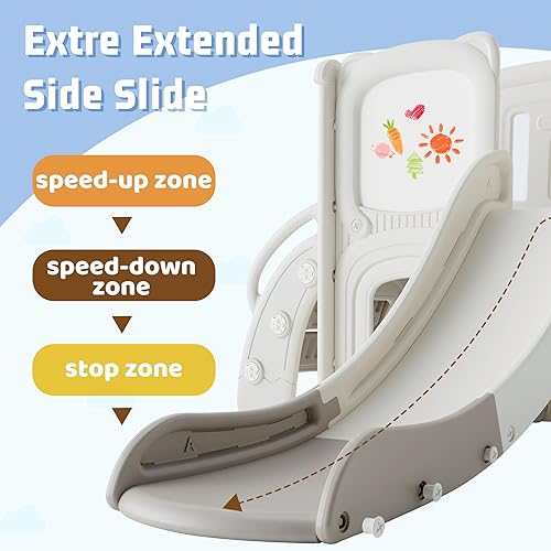 Miniatura 3 de Virubi Tobogán 7 en 1 para niños pequeños con columpio, escalador, aro de baloncesto, caballete, túnel, telescopio y espacio de almacenamiento,