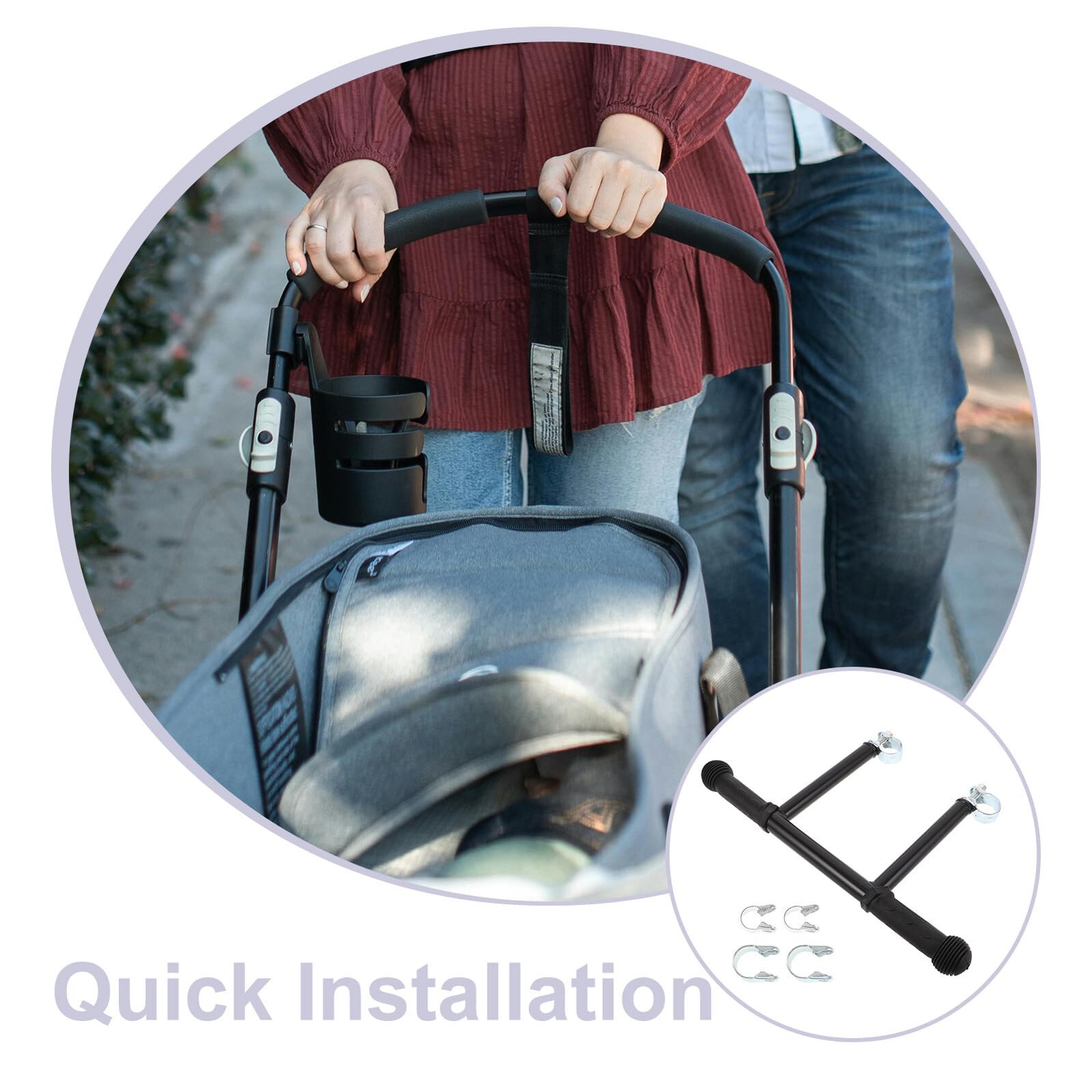 VANZACK Rallonge de Guidon pour Poussette Plastique Extension Portable de Poignée Compatible avec Guidons