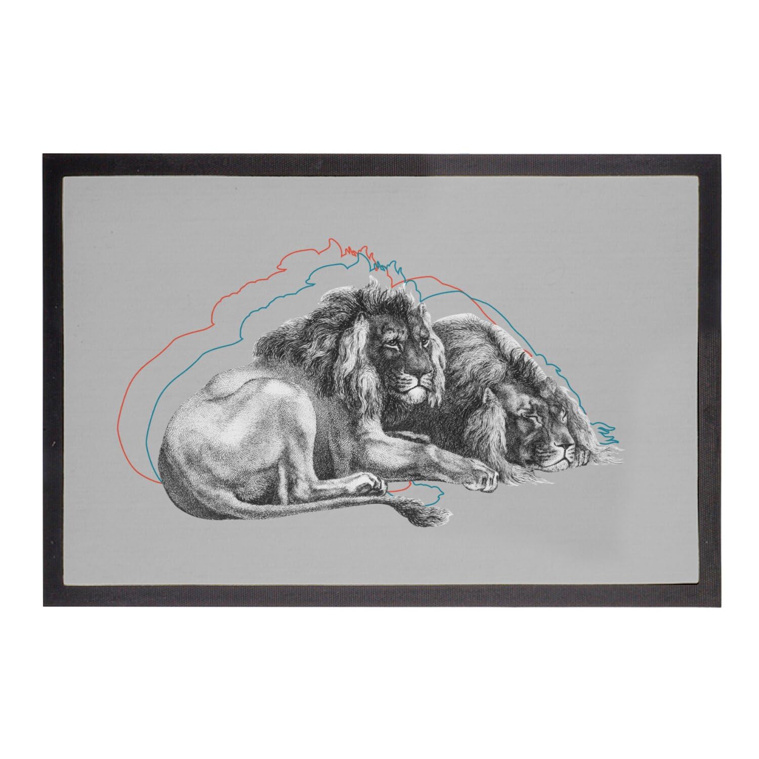 Paillasson gris motif lion gravure ancienne fini les sols sales 75x50