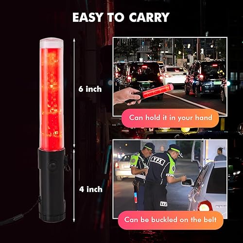 Miniatura 2 de Varita de control de tráfico, varitas de control de tráfico aéreo recargables de 10 pulgadas con imán y LED blanco, varita roja de tráfico, bastón