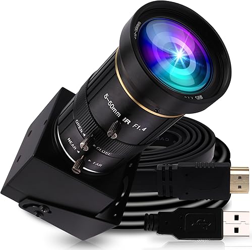ELP Cámara USB HDMI USB 4K Zoom manual Cámara web de enfoque variable Cámara de PC Mini cámara de primer plano para computadora H.264 Telescopio