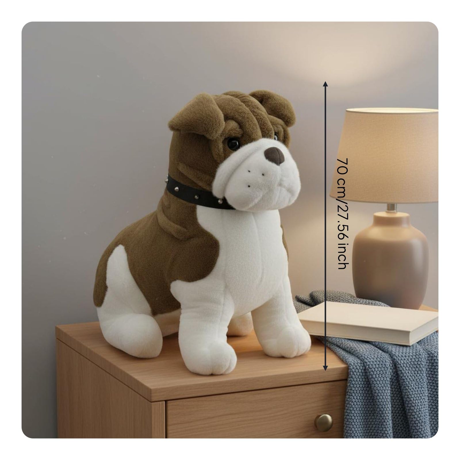 MagiDeal Muñeco Shar Pei de Peluche Perro Almohada Suave Cojín Juguete de Peluche con Detalles de y Pliegues Realistas Relleno PP Adecuado para Niños, Marrón, 70CM