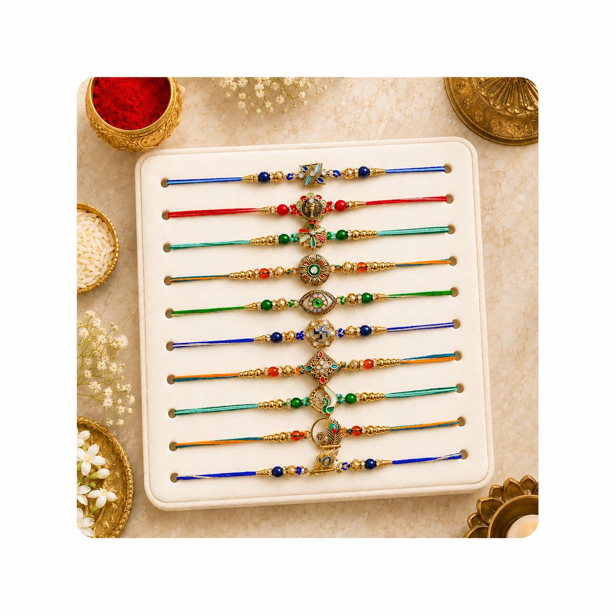Dreamica Rakhi Set for Brother with Greeting Card And Tilak Set