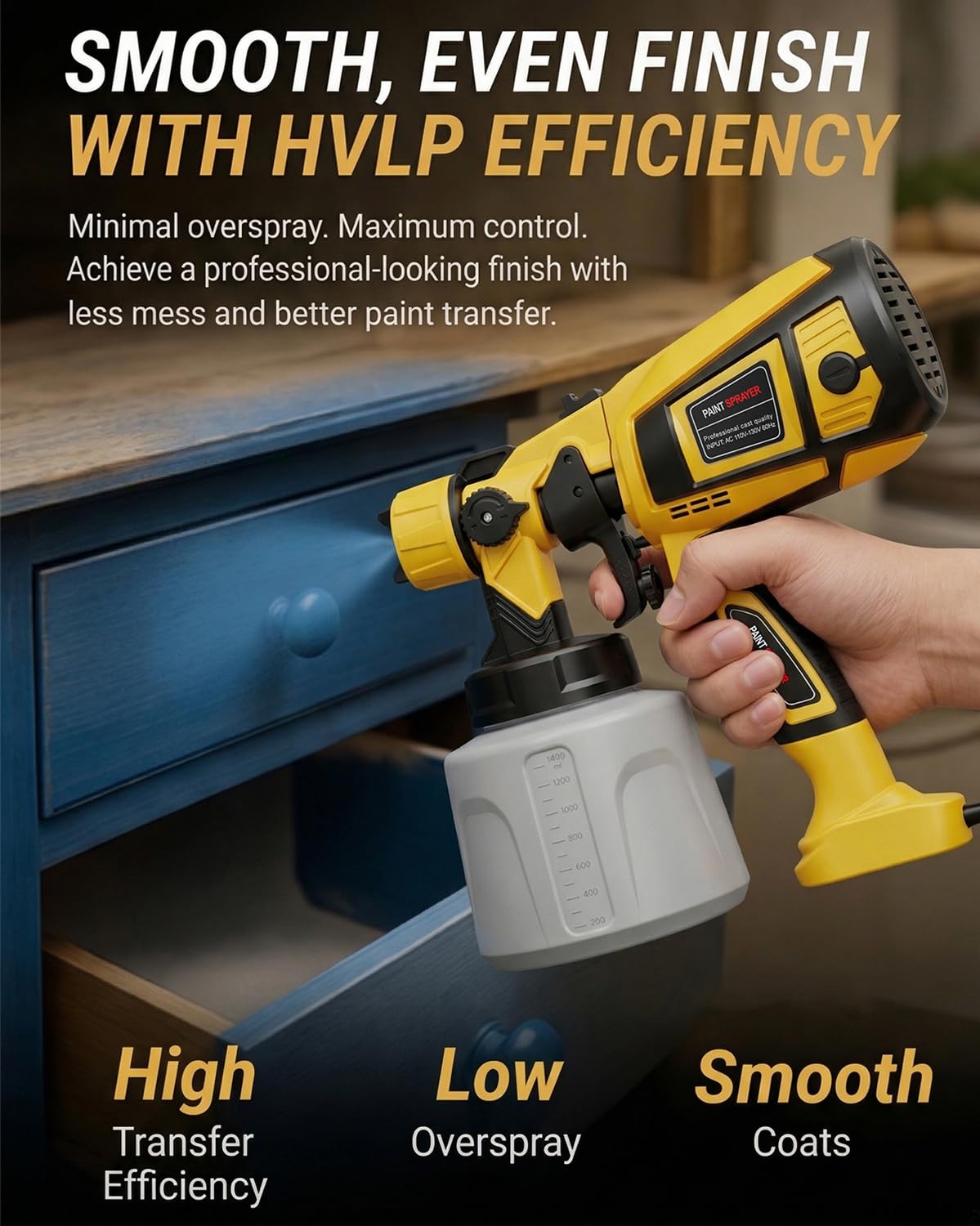 Electric Paint Sprayer - 1000W HVLP Gun -7 Electric Paint Sprayer - 1000W HVLP Gun -7