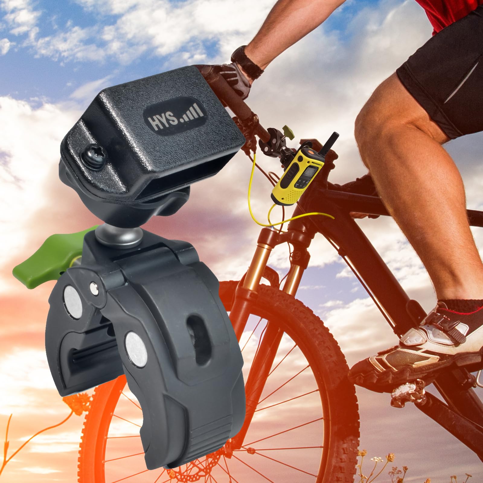 Motorola Cobra Midland Icom Z-2 Supporto bidirezionale per walkie talkie, clip per manubrio bicicletta motocicletta morsetto radio portatile