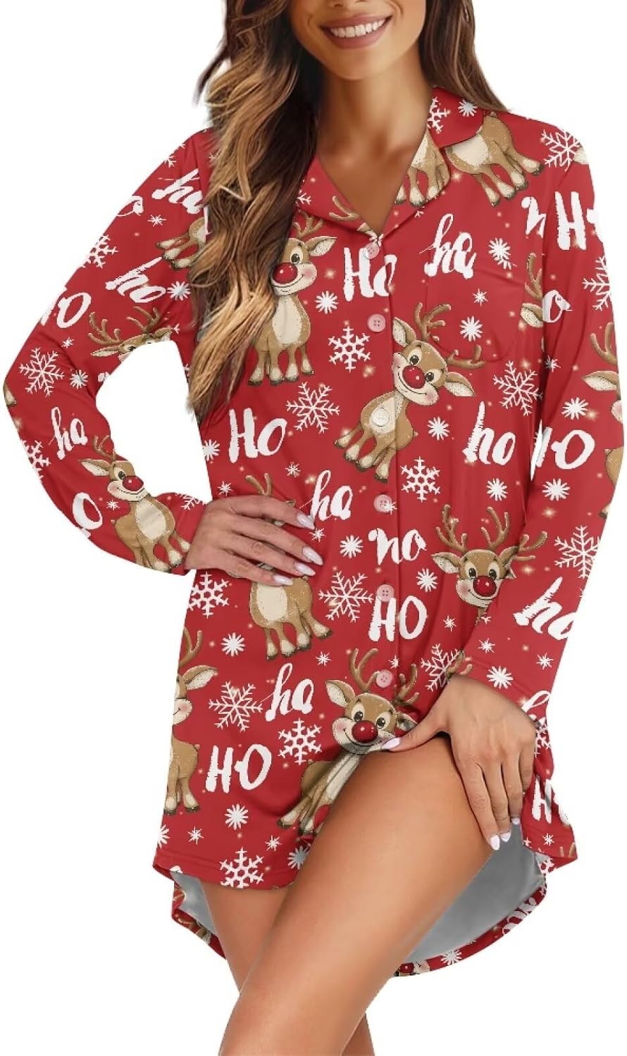 Christmas Pajamas Set for Womens 2 Piece Pjs Long Sleeve Button Up Soft Loungewear Comfy Fall Winter PJ Se