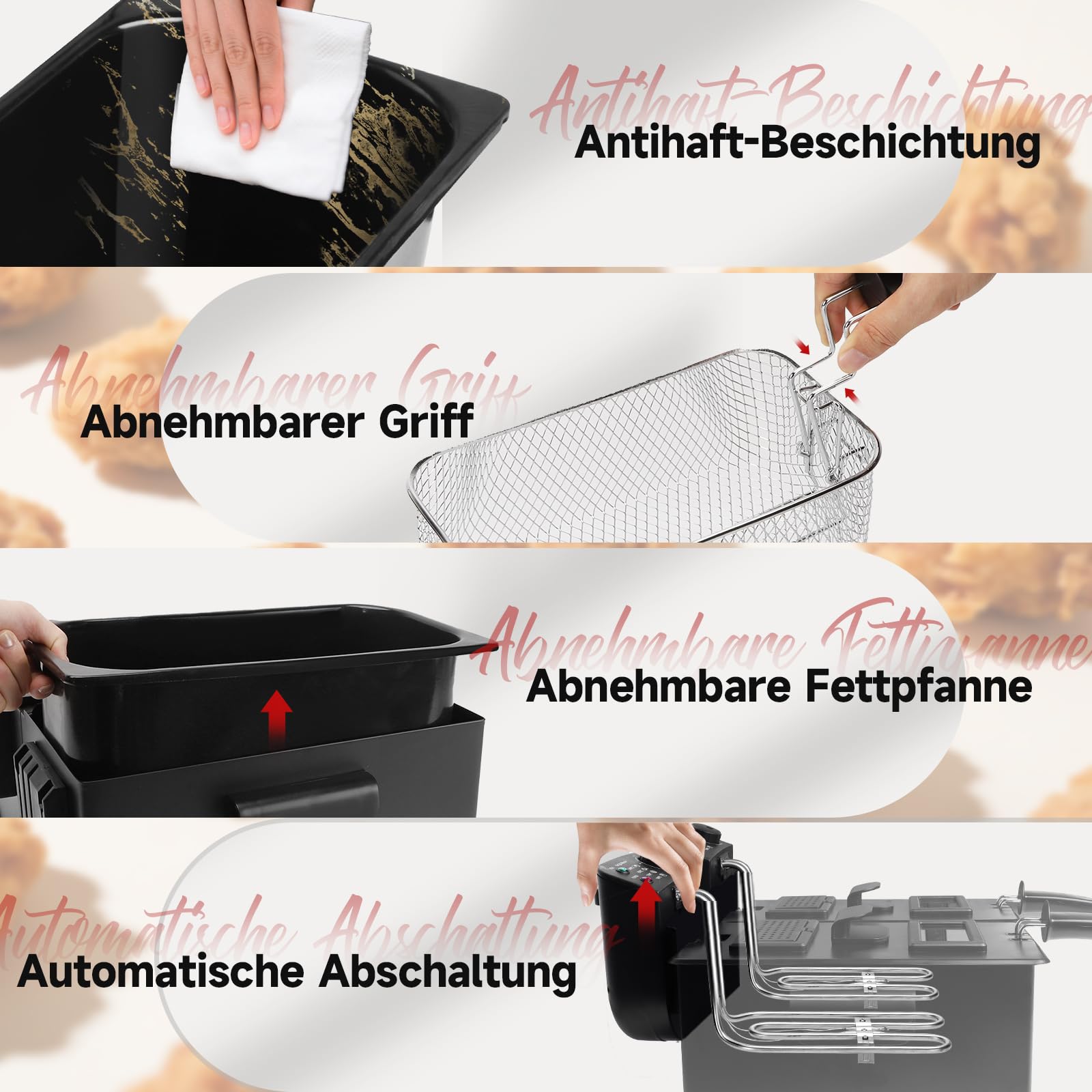 Aigostar Edelstahl Doppel-Fritteuse 3600W mit 2x3L Körben, Kaltzonenfunktion, Thermostat (90-190°C), Sichtfenster, emailliertem Topf, Ölfilter & Automatik-Abschaltung, Schwarz