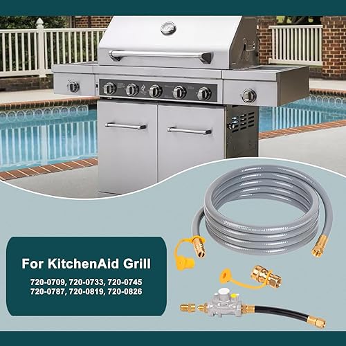 Miniatura 4 de GASPRO 710-0003 Kit de conversión de gas natural para parrilla KitchenAid, manguera y regulador de 12 pies y 12 pulgada, conversión de propano a gas