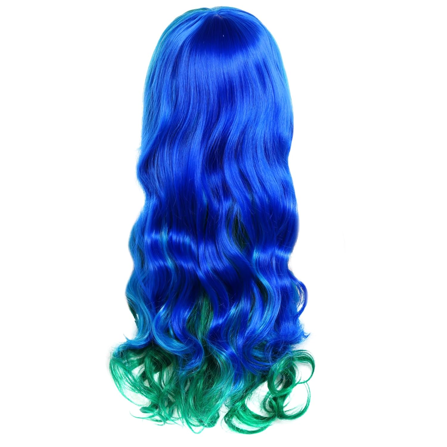 Rbenxia 30 Inch Gradient Blue Green Wigs Colorful Long Curly Wavy Wigs Hair Heat