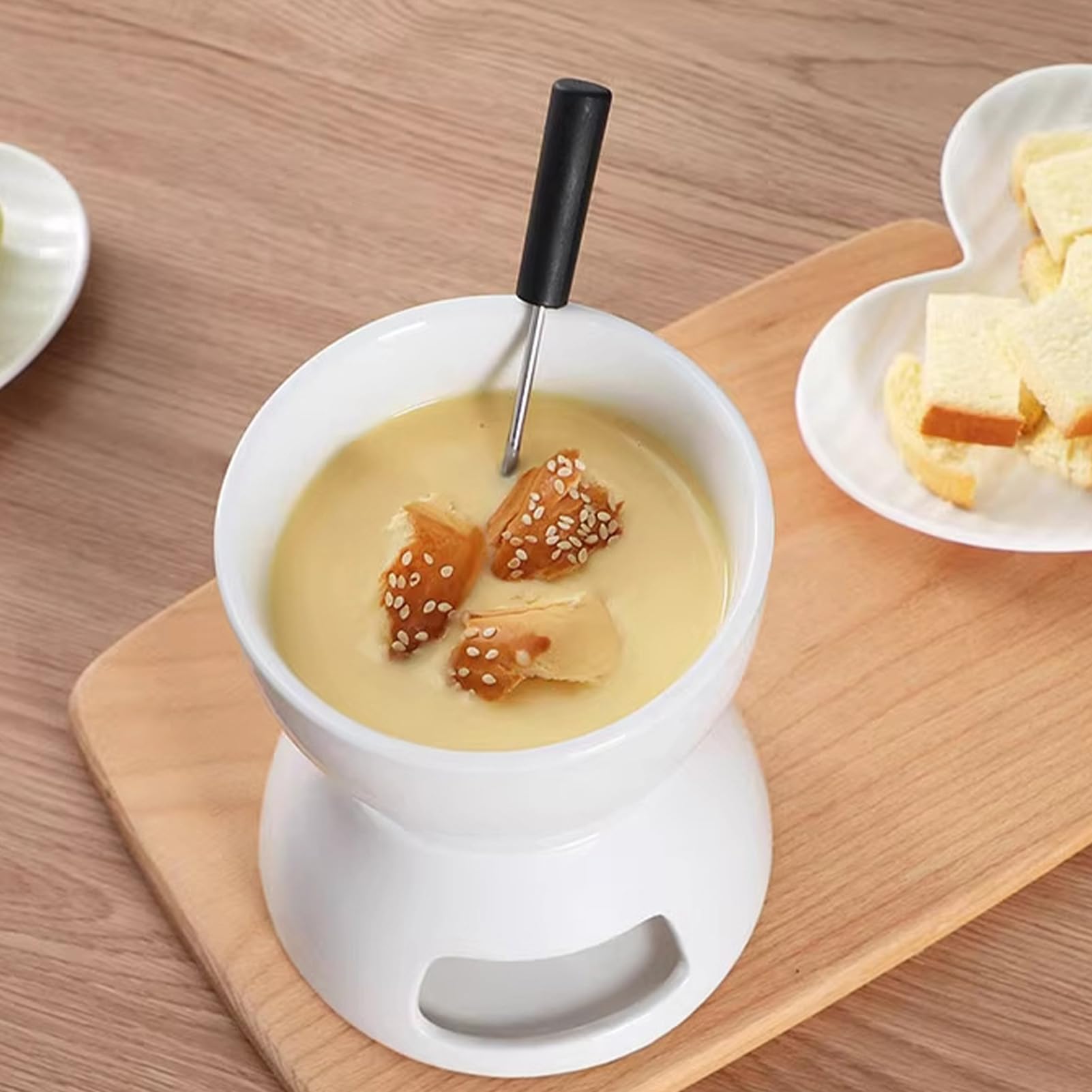 Schokoladenfonduetasse mit handgefertigtem Keramik-Design, 400 ml, Käse-Schüssel, Heizbecher, tragbar und leicht, zum Abendessen, Dessert, Sauce, Käse, Süßigkeiten,