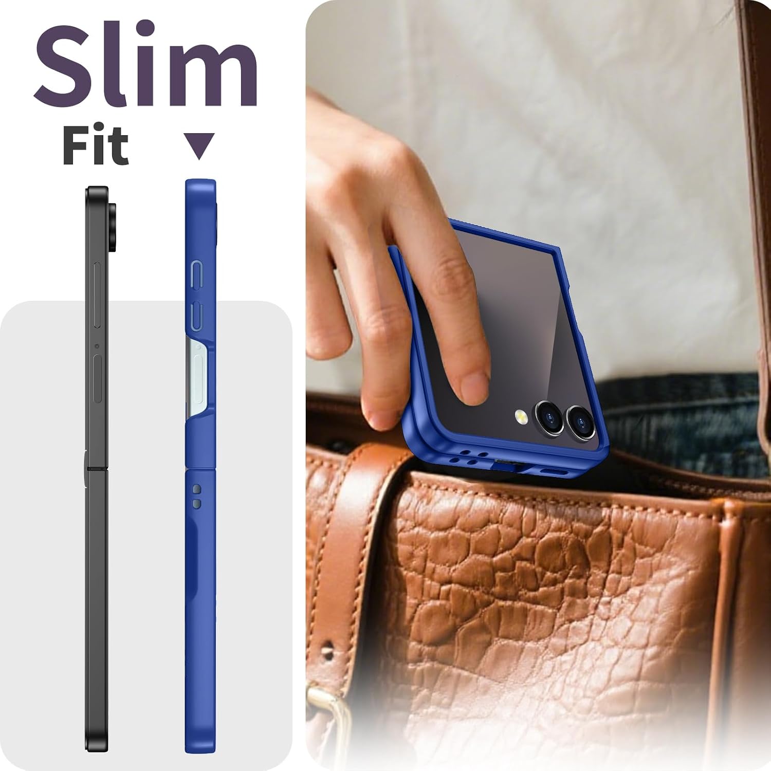 for Samsung Galaxy Z FLIP 7 Case, Ultra Thin Matte Shockproof Hard PC with Non-Slip Grip Full Protection Protective Cover Klein Blue 010-ZFLP7-06-
