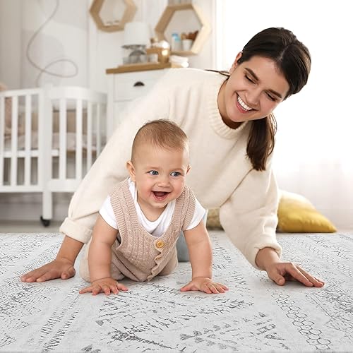 Miniatura 5 de Alfombra de área para sala de estar 8 x 10 pulgadas grande marroquí suave esponjosa geométrica lavable para dormitorio comedor hogar oficina