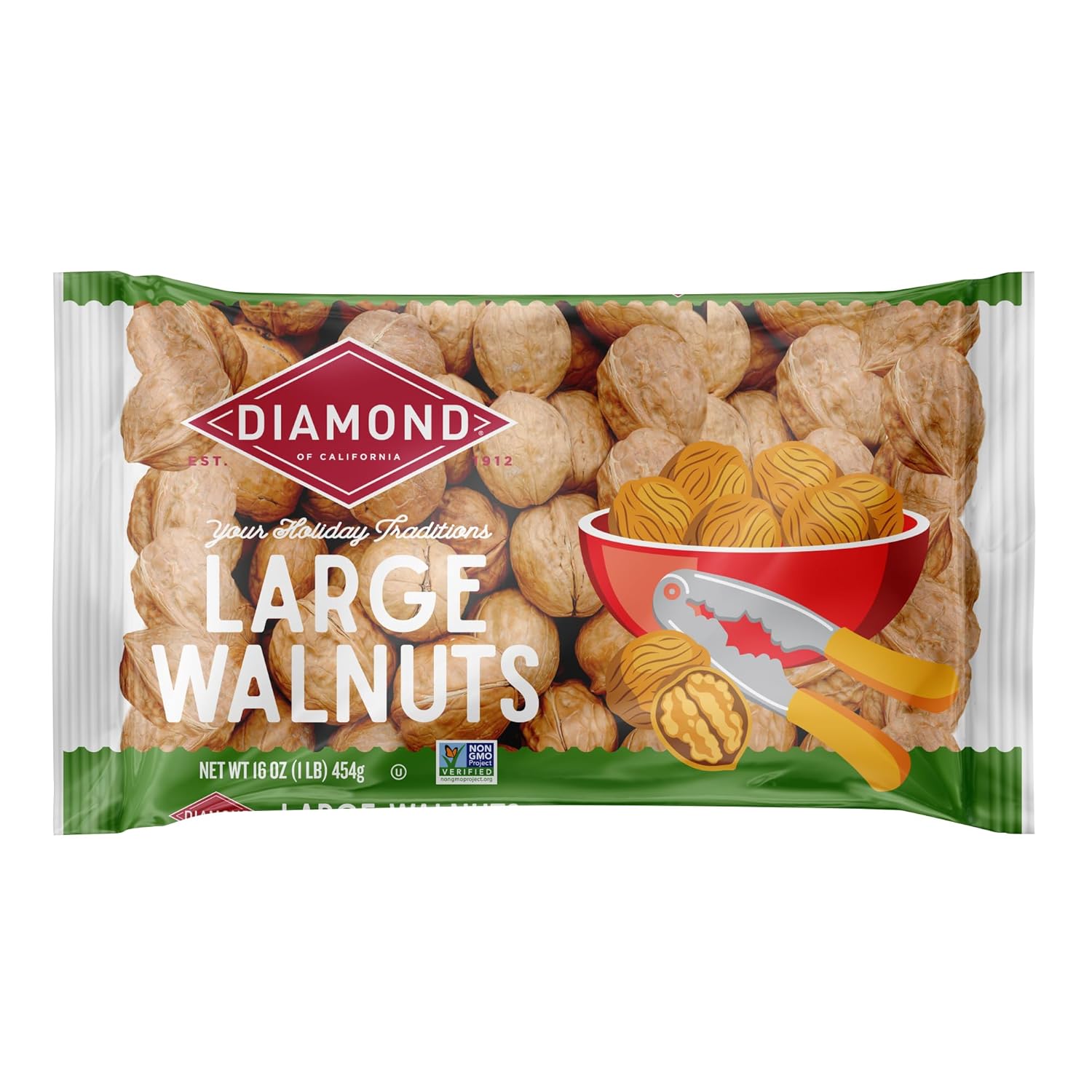 Diamond In-Shell Large Walnuts, 16 OZ (Pack of 5)
