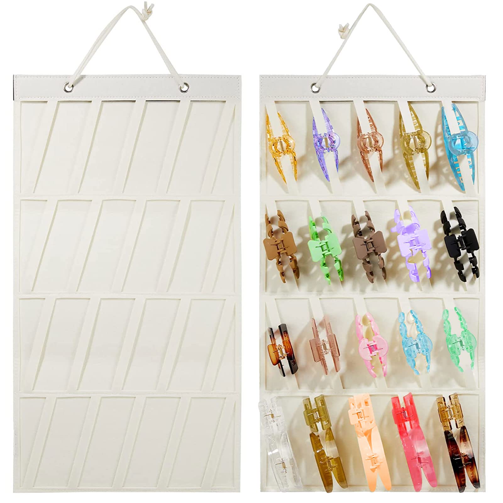 mumisuto Haarspangen Aufbewahrung Halter Displayhalter für Haarschmuck große Hängende Schmuck Organizer für Mädchen, Haar-Accessoires Organizer,Hängende Klauen-Clip mit 20 Bändern Haarspa Fashion