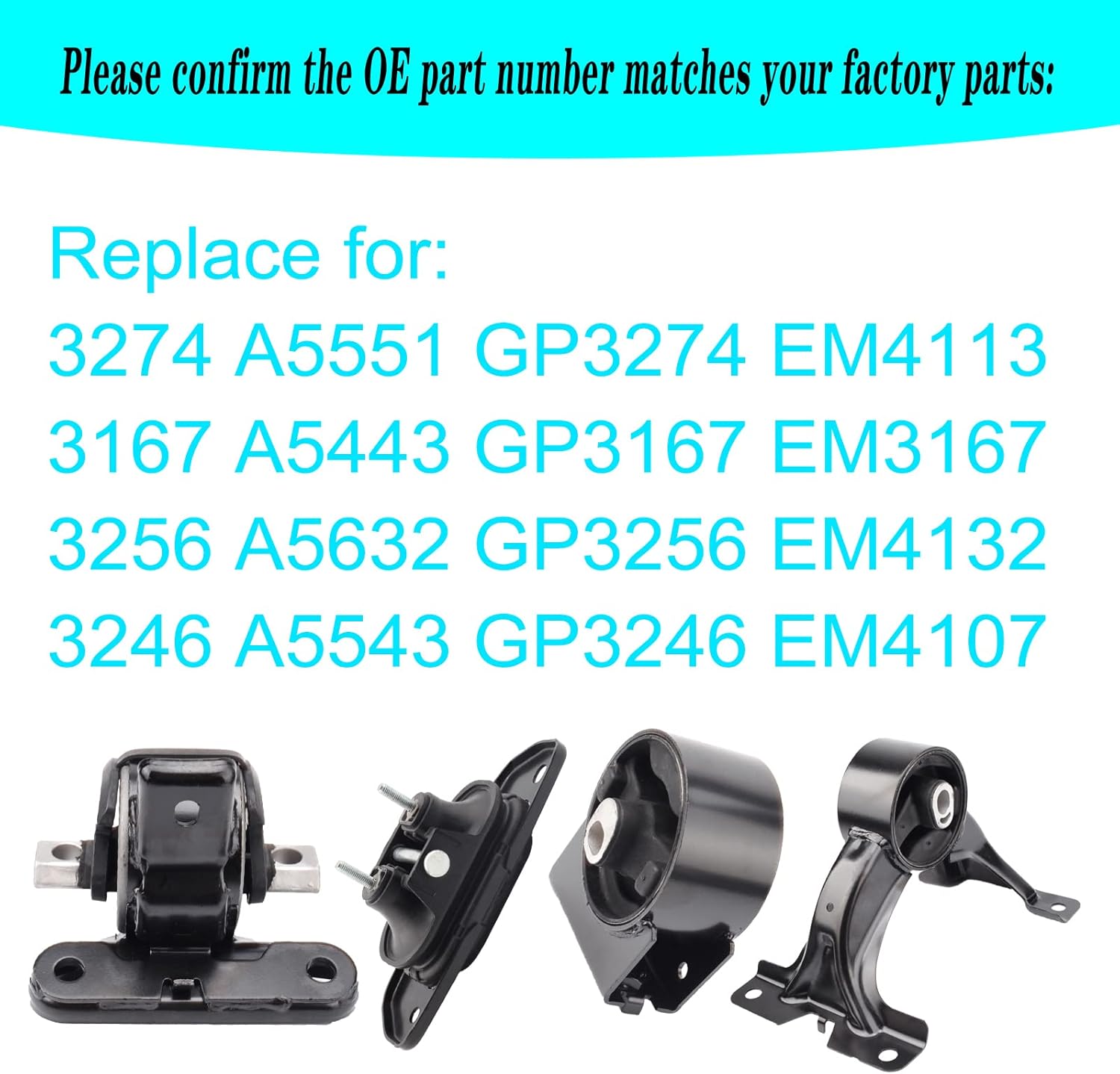 Engine Motor Mount & Trans Mount Compatible with 2011-2019 Dodge Journey 3.6L FWD 2011-2014 Dodge Avenger Chrysler 200 3.6L Replacement for 3274 3167 3256 3246 A5551 A5443 A5632 A5543