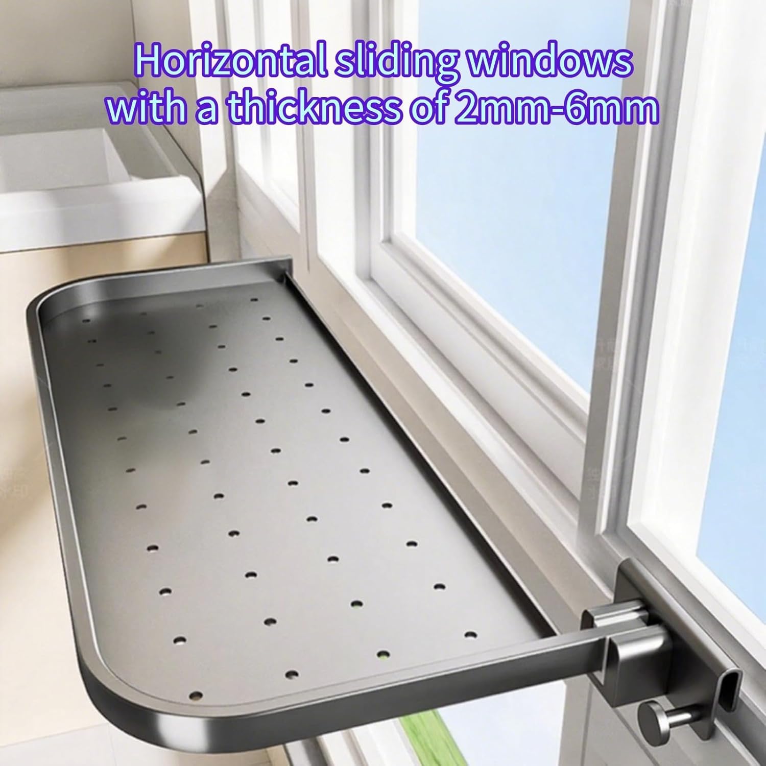 Plant-Racks Window Sill Flower Stand and Shelving Unit Balcony Metal Hanging Pot Rack Indoor Home(Grey,46 * 23 * 4cm)