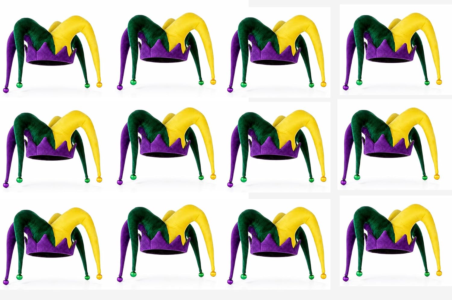 PMU Mardi Gras Hats Men and Women Jester Hat Purple Green and Yellow Headwear for Mardi Gras Themed Parties