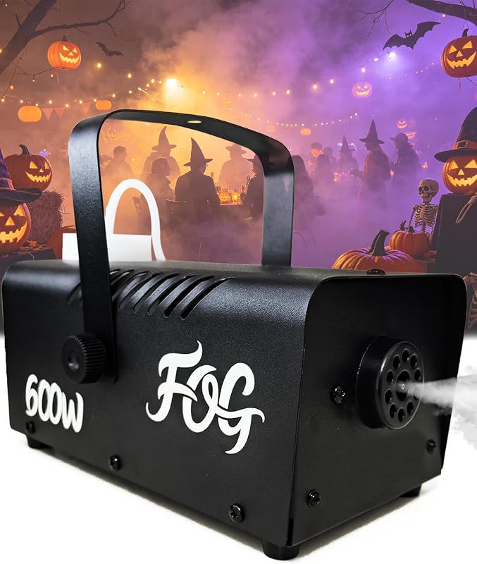 Máquina de niebla, máquina de humo de 600 W con control remoto inalámbrico y con cable para Halloween, fiestas, exteriores, interiores y efectos de escenario