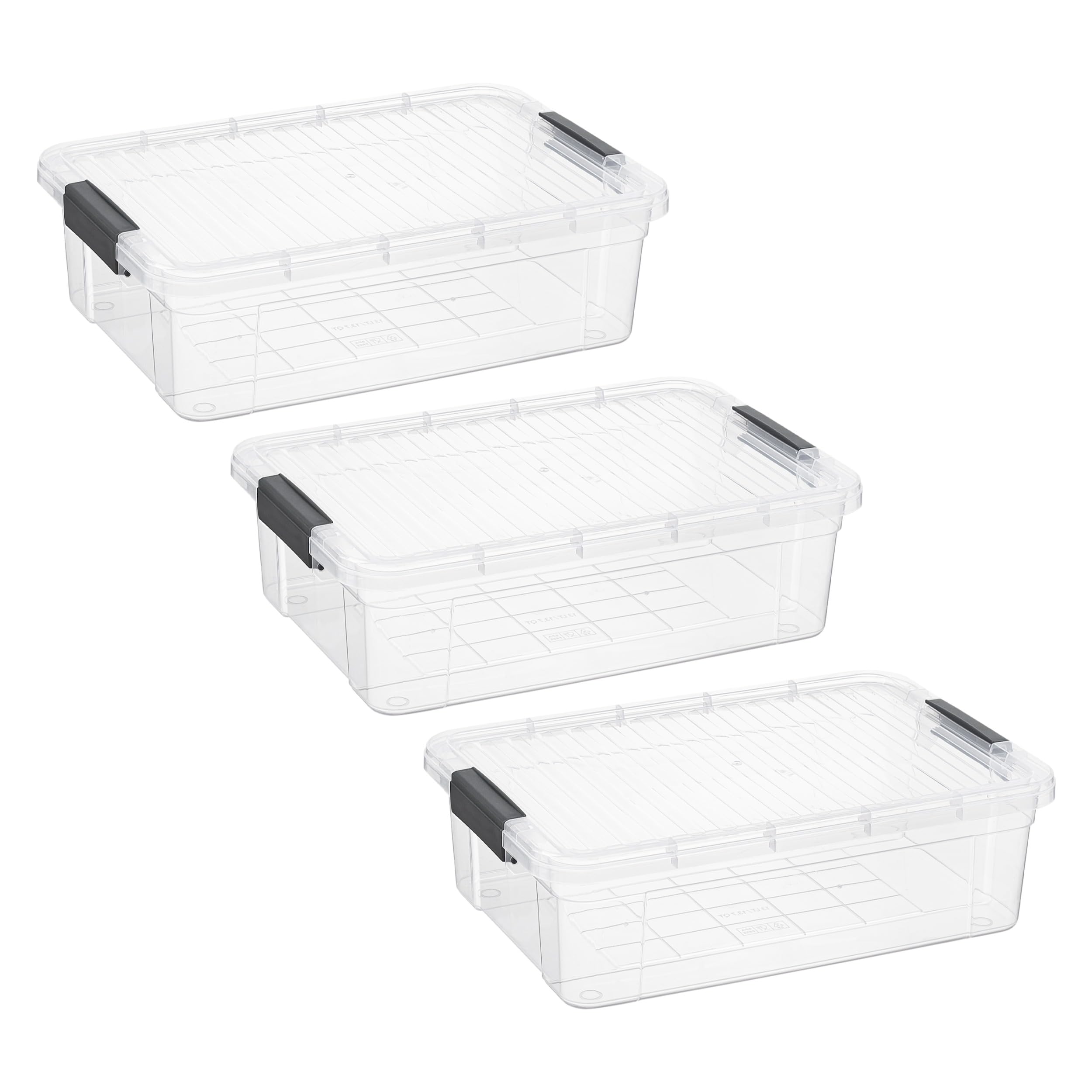 Superio 13.7 Quart Clear Plastic Storage Bin with Lid, Stackable Organizer Box, BPA-Free Storage Container for Home, Garage, School &amp; Office, 3 Pack