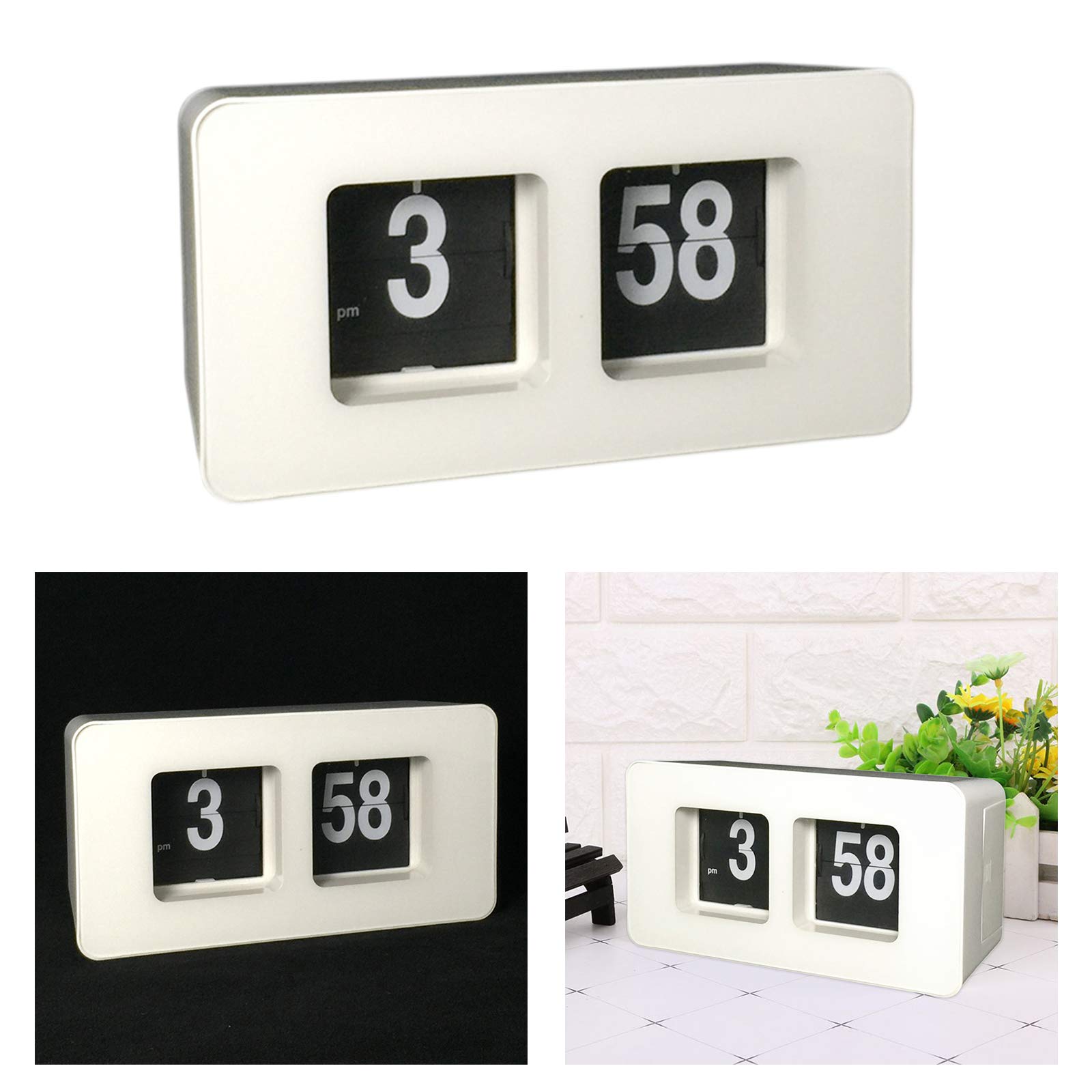 Fenteer Auto Flip Clock Schreibtisch Uhr Stumm Tisch Uhr Retro Flip Über Uhr Flip Interne Getriebe Betrieben Quarz Uhr Wanduhren dekorative - Schwarz