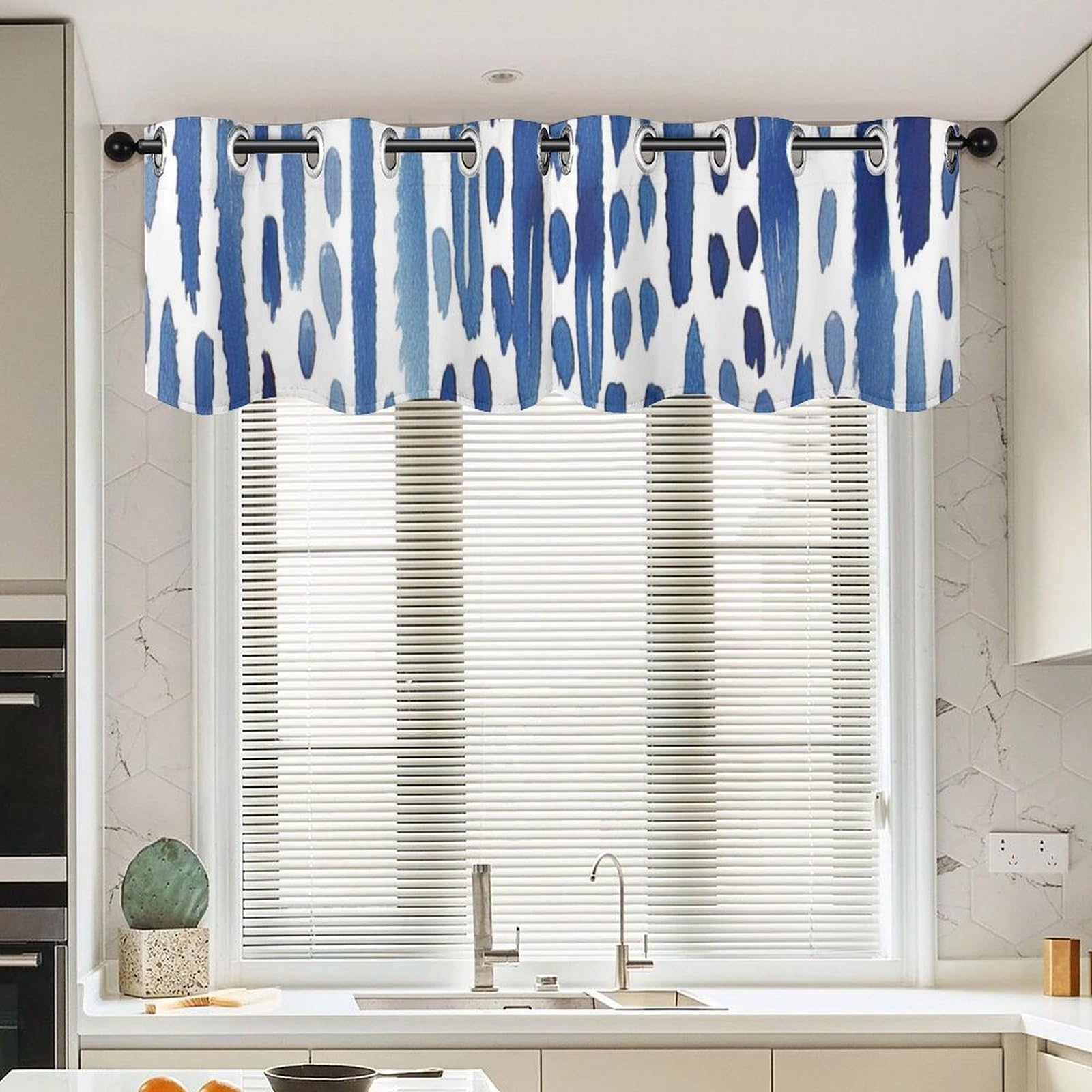 Cenefas de cortina para ventanas de salón, set de 2 piezas estilo dinastía de 52x18 pulgadas